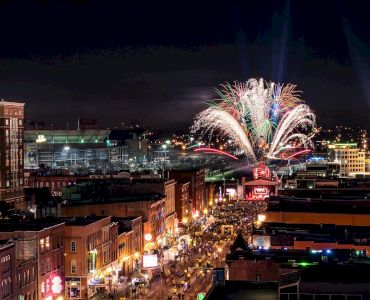 Nashville city night view with lights